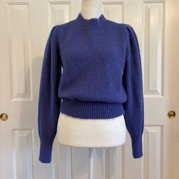 Pistola Colette Periwinkle Wool Blend Sweater with Puffed Balloon Sleeves Size S - Picture 1 of 10